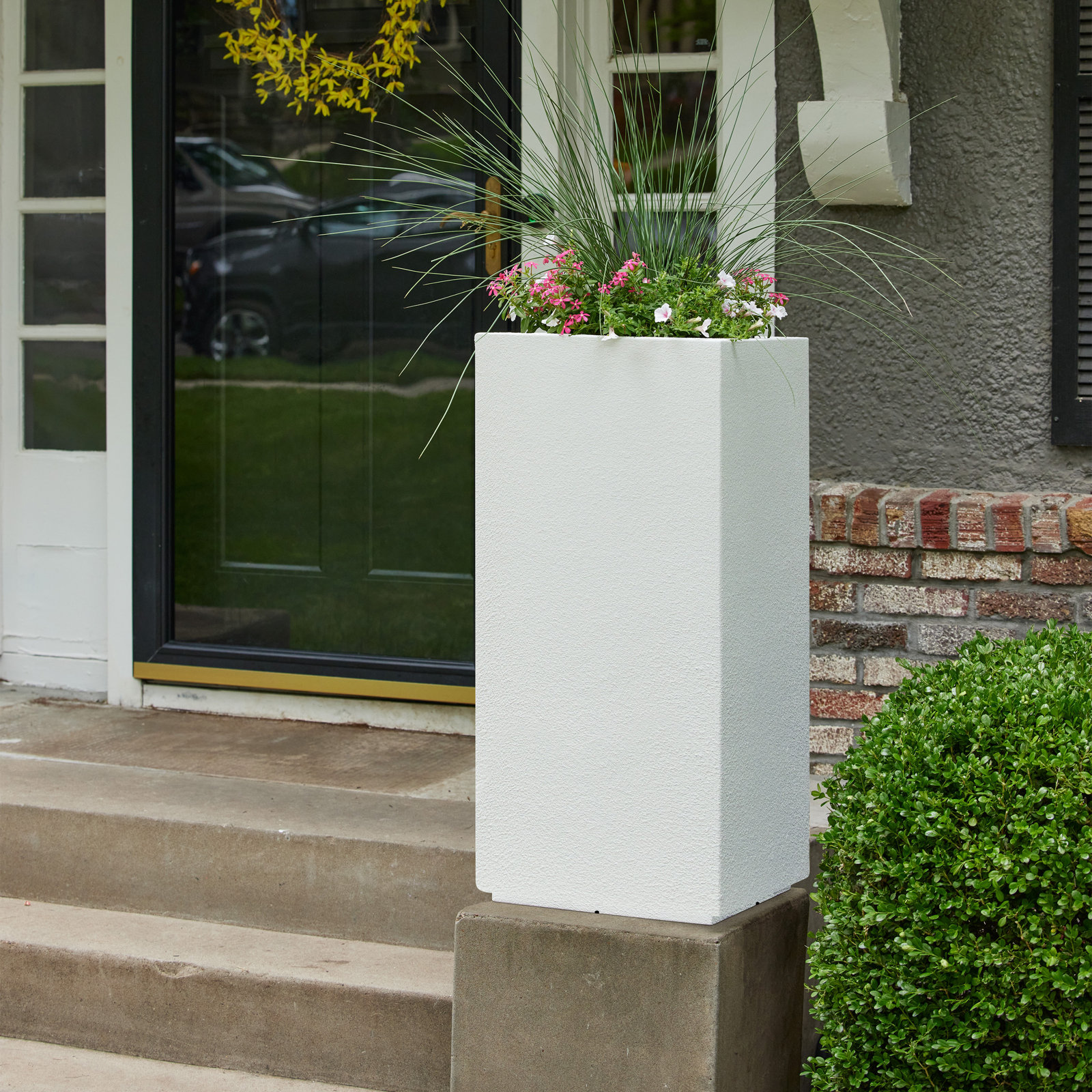Gita Tall Lightweight Outdoor 16" x 16" x 36" Square Planter Box, White