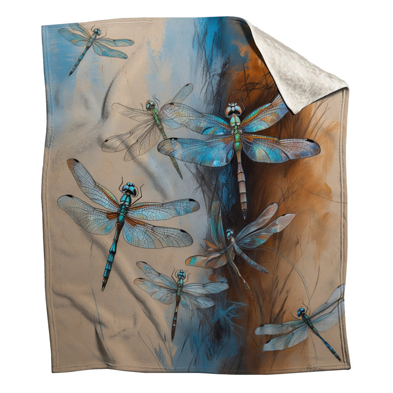 Couvertures bleues avec libellules, 60 po L x 80 po H