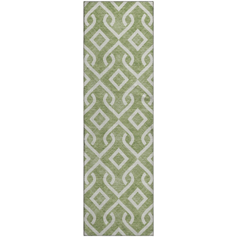 Premium Machine Washable Cerrito Green Rug, Runner 2'3" x 7'6"