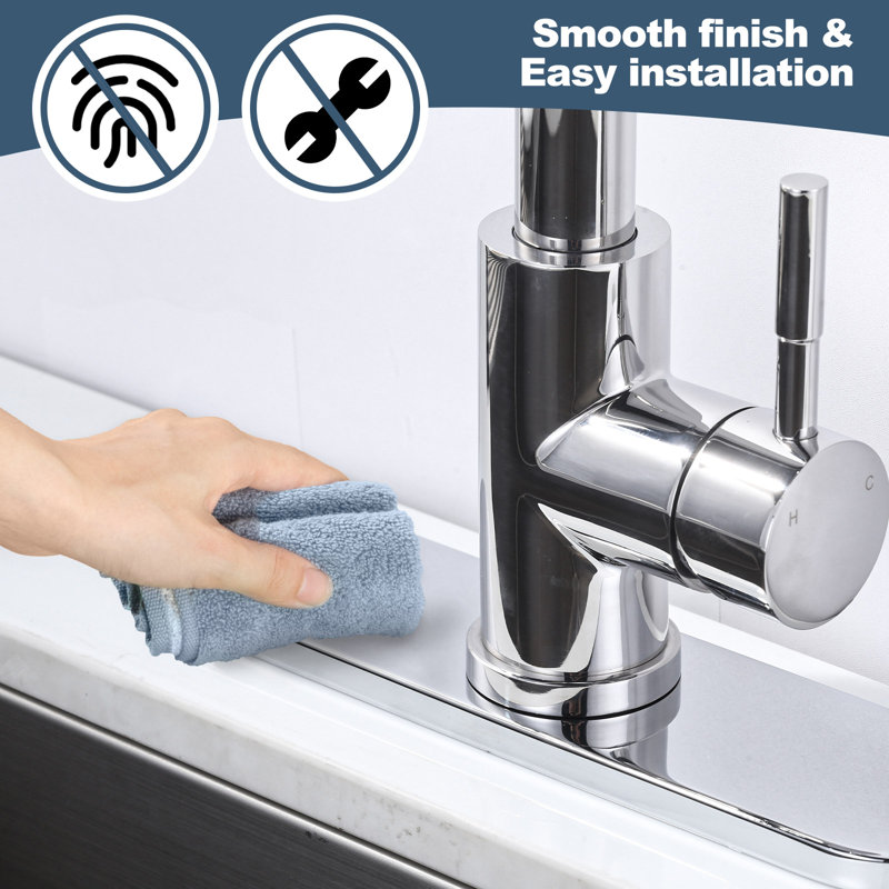 10'' Chrome Stainless Steel Bathroom Sink Faucet Deck Plate
