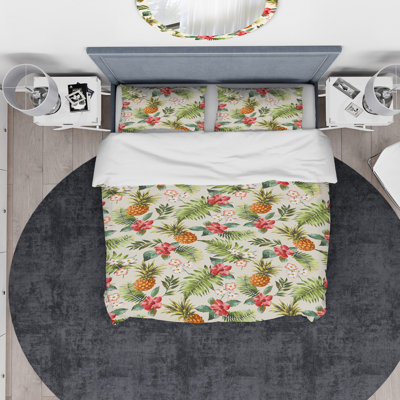 Ensemble de housse de couette ananas designart avec fleurs