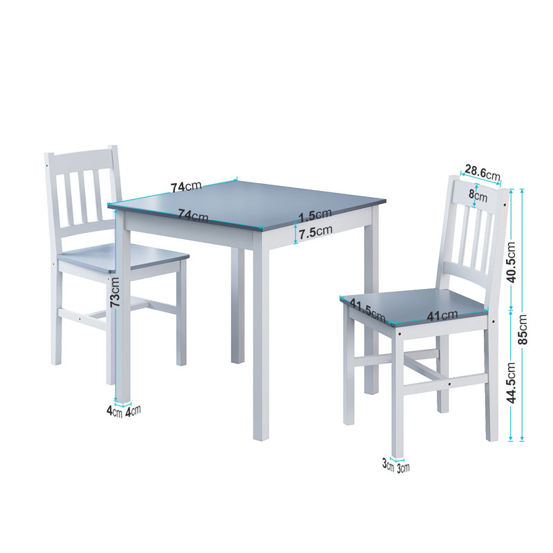Briseno 2 - Person Dining Set, Grey/White, Grey