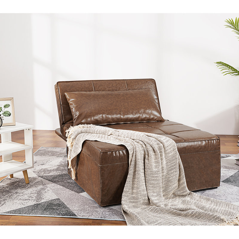 1 Seater Faux Leather Sleeper, Dark Brown