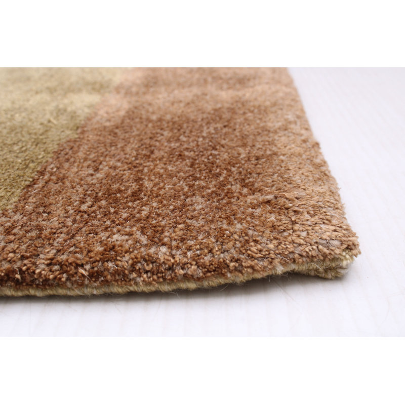 Tapis brun / beige en laine noué à la main Malessa, Rectangle 6 pi x 9 pi