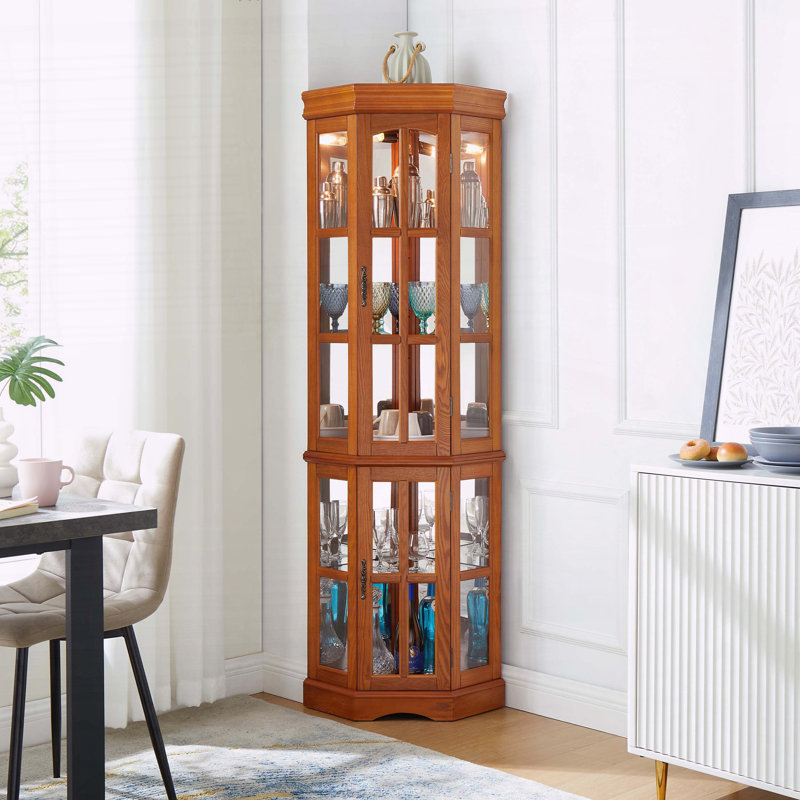 Vitrine de coin avec 5 tablettes et système d'éclairage