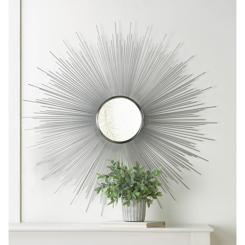 Miroir d'appoint Polster Rays, Argent, H 33 po x l 33 po x P 0,5 po