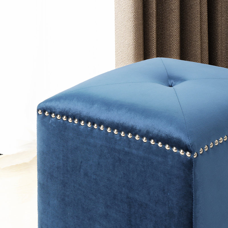 16,41 po Profondeur du velours bleu foncé avec bordure cloutée