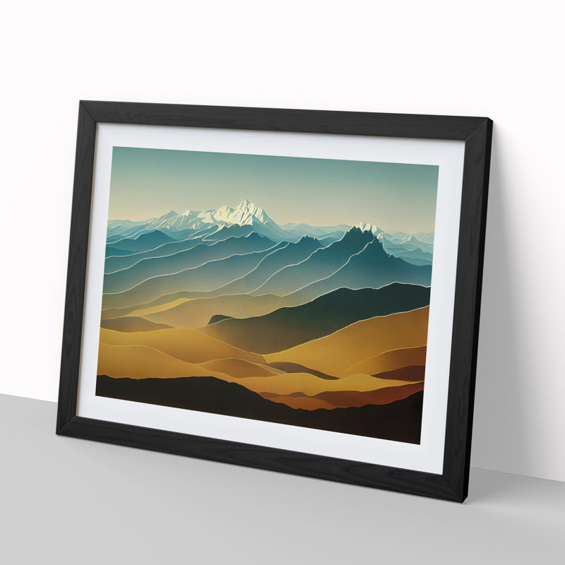 Enchanting Mountain Landscape 1 Piece Single Picture Frame Wall Art, 25cm H x 34cm W x 2cm D, Black Framed