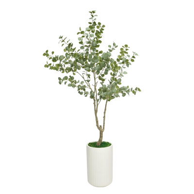 90" Ambler in Glossy White Thin-Ribbed Ceramic Cylinder