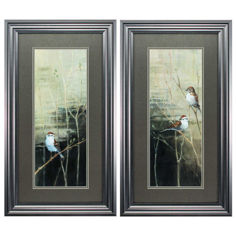 « Sparrows crépuscule »-ensemble de 2 reproductions d’art encadrées