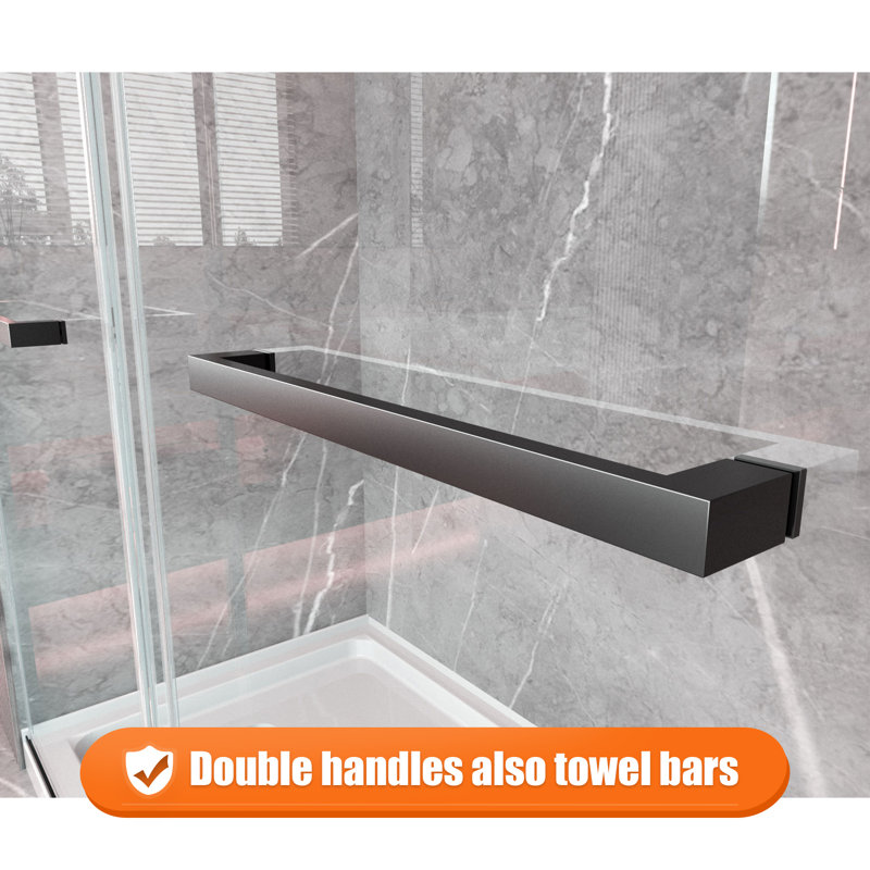 56-60 in. W x 76 in. H Double Sliding Frameless Shower Door in Matte Black with 5/16 in.（8mm）Clear Tempered Glass