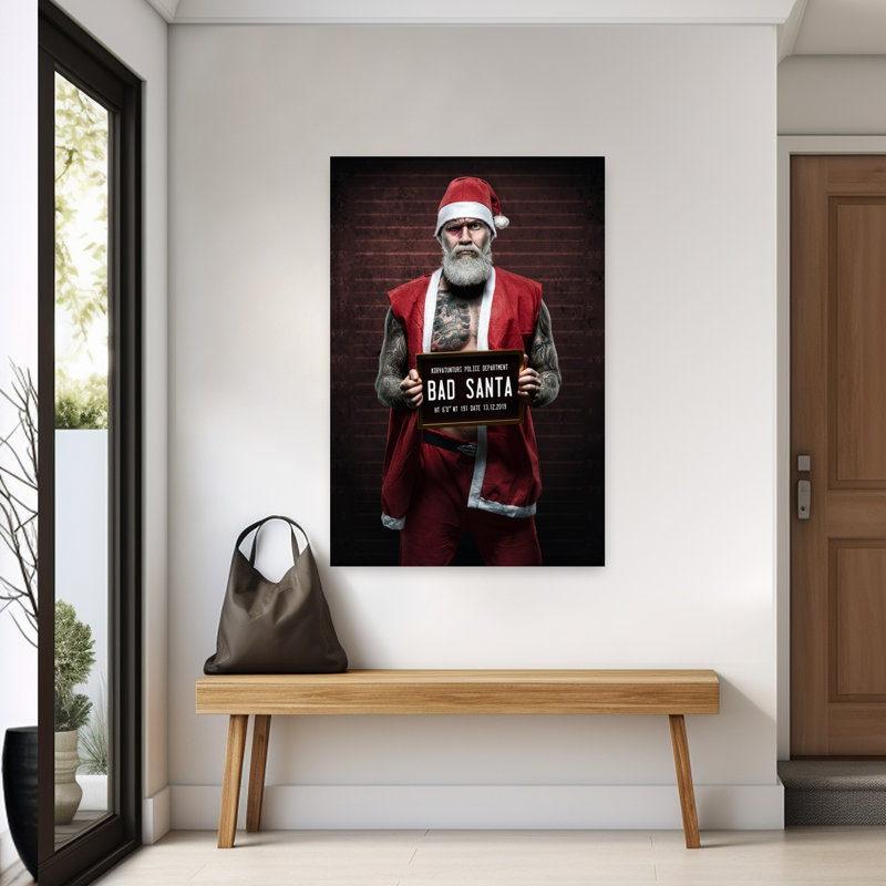 «Bad Santa Mugshot», impression murale abstraite moderne, 60" H x 40" W