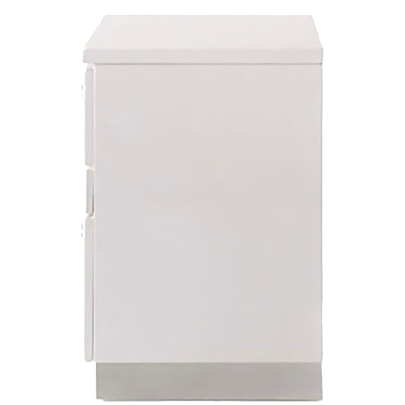 Chambre à coucher 3 Table de chevet blanche ultrabrillante - Doublé de feutre pour un tiroir 3