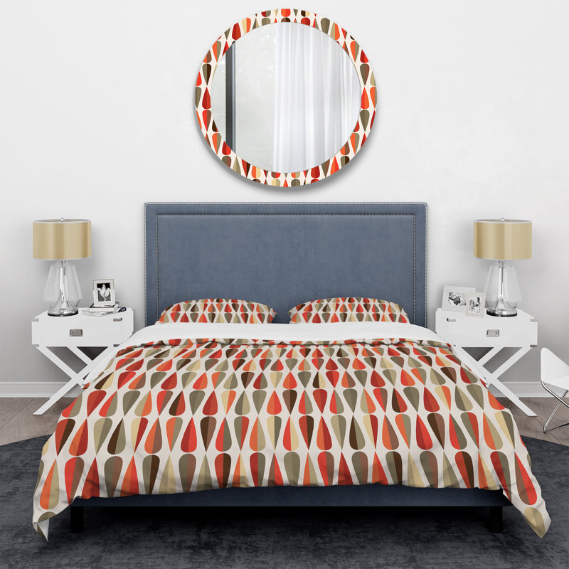 Ensemble de literie de style rétro Mid-Century rétro Art déco, Housse de couette très grand + 2 taies décoratives