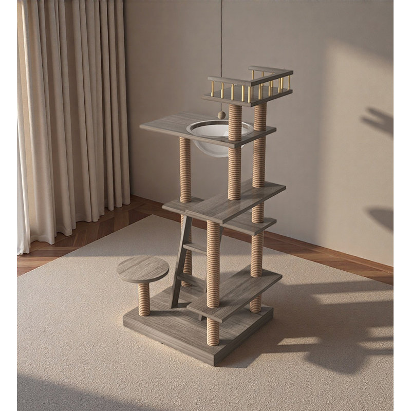 Structure d'escalade en bois massif 59 pouces, Gris
