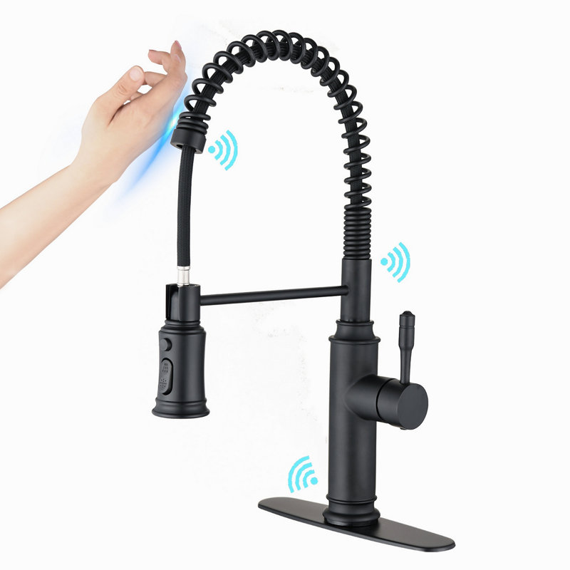 Robinet de cuisine tactile avec douchette extractible, Noir mat