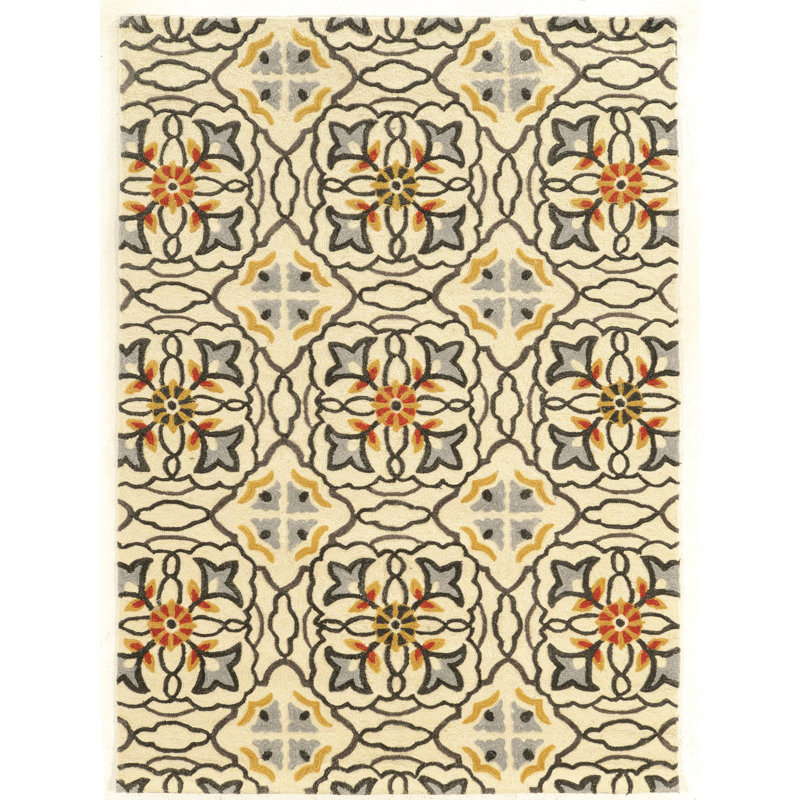 Equelle Handmade Rug Ivory And Grey, Rectangle 5' x 7'