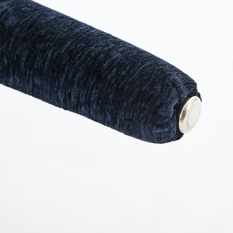 Chaises de salle à manger contemporaines en chenille bleu foncé de 2 pièces, évidé, structure en fer, performance à coût élevé pour une pièce confortable et simple, idéale