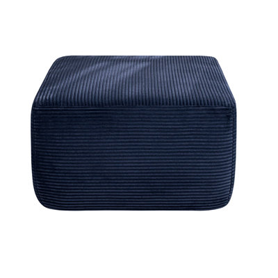 Tabouret de repose-pieds carré large en velours côtelé large, siège cube arrondi rembourré, table basse multifonctionnelle en mousse haute densité pour le salon, sans assemblage