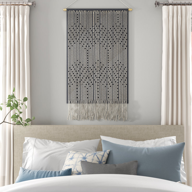 Suspension murale en coton avec tige incluse, Gris