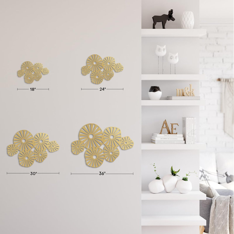 Décoration murale en métal, Or, H 15 po x l 30 po x P 0,05 po