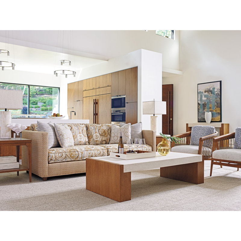 Sierra Tan Sundrenched 60'' Hickory & Marble Rectangular Coffee Table