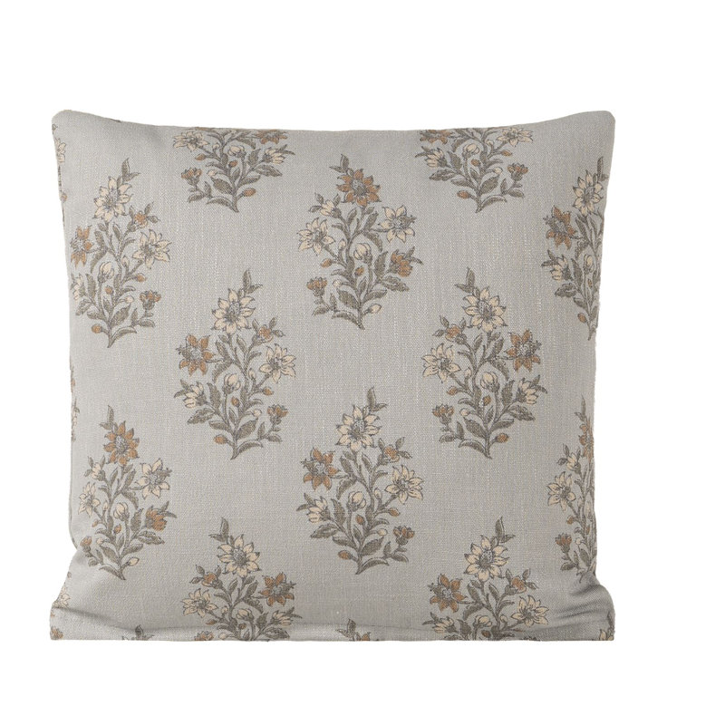 Coussin en polyester Weatherford, Floral minéral, Carré 20 po, Polyester