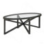 Table basse moderne simple en verre, table basse en verre trempé et base en bois massif