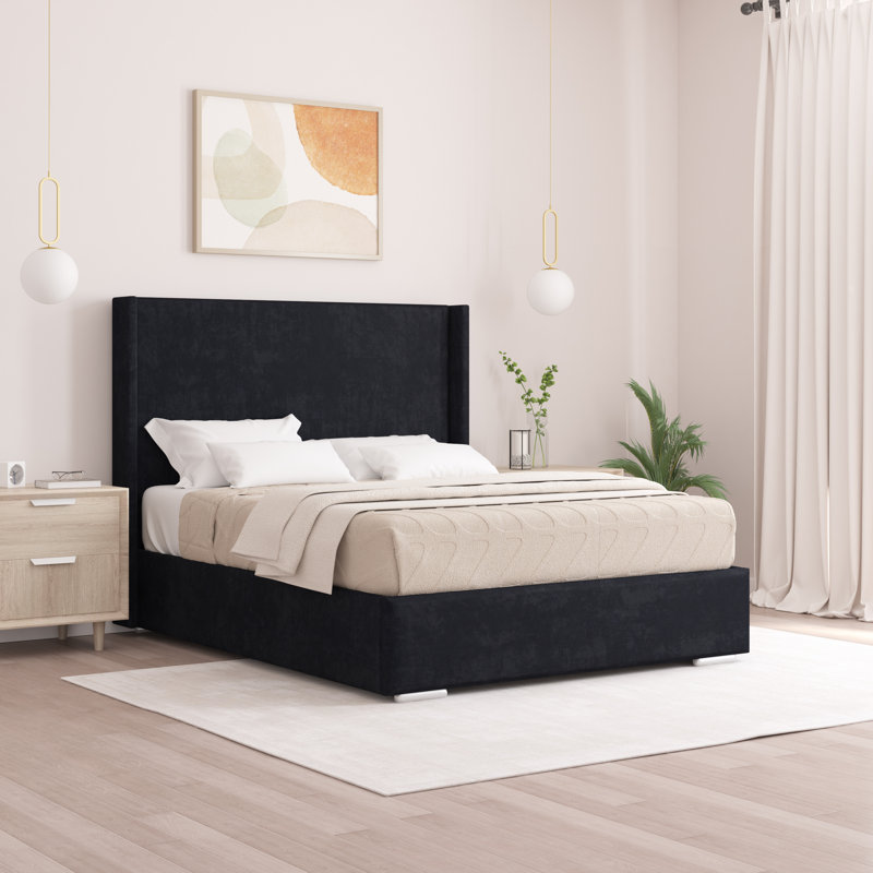 Chelby Upholstered Bed, Black, Small Double (4')
