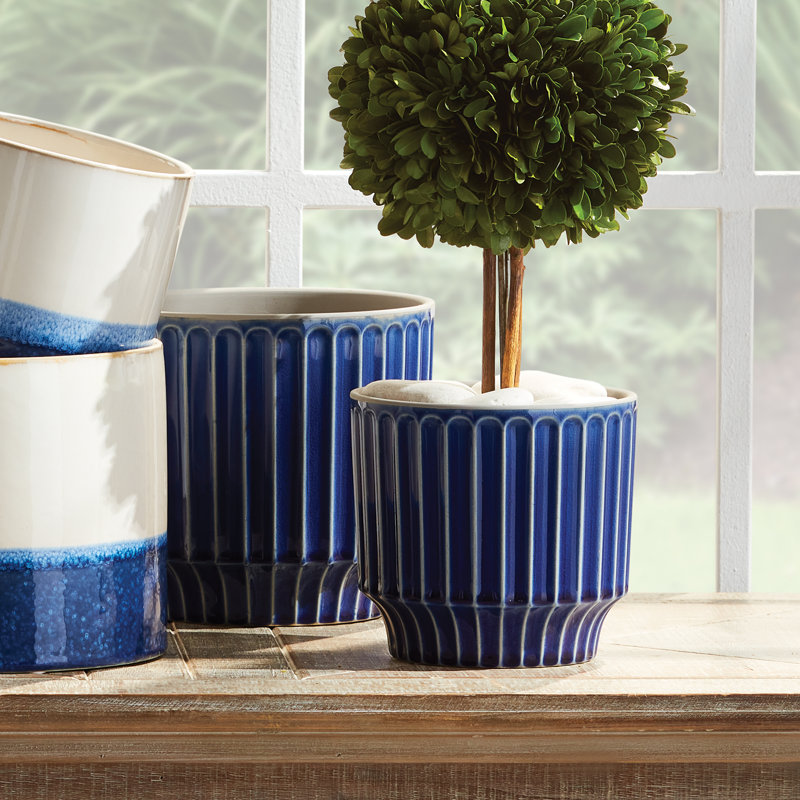 Bridgetown Handmade Clay Planter, Blue