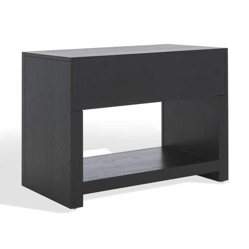Darnell Wood 1 Drawer Nightstand, Black