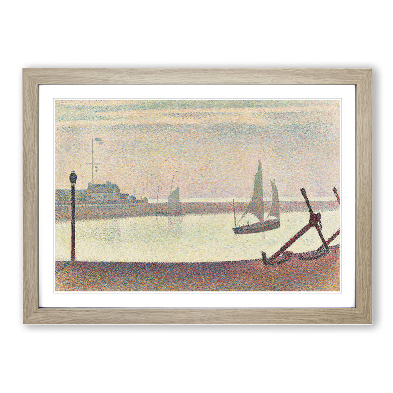 The Channel at Graveline Vol.2 by Georges Seurat - Picture Frame Painting, Oak Framed, 27cm H x 36cm W x 2cm D