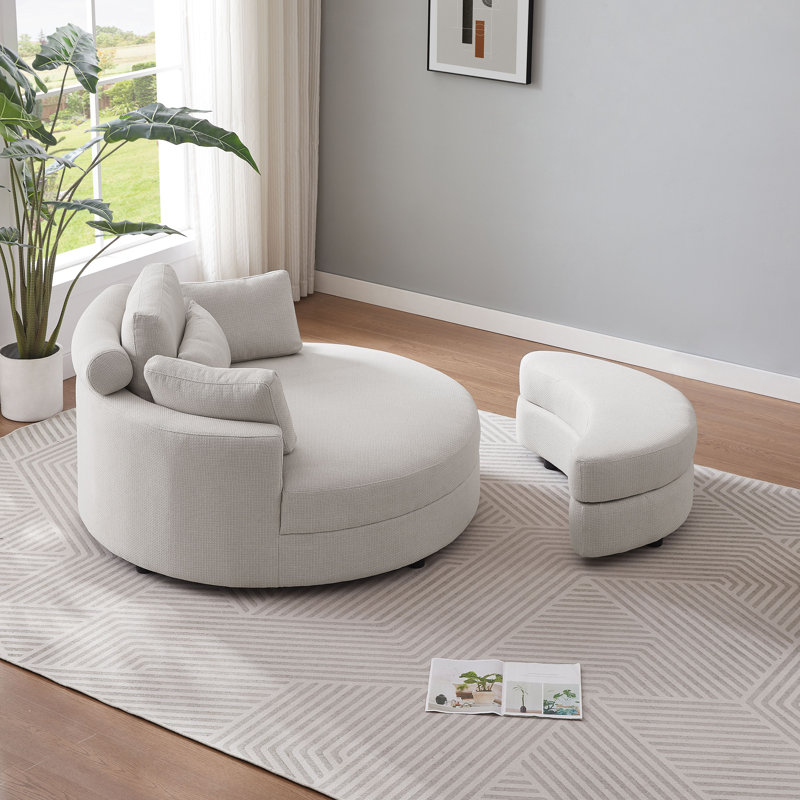 41" Oversized Accent Chair With Ottoman - 33.5'' Wide Seat Comfy Armchair And 2 Pillows