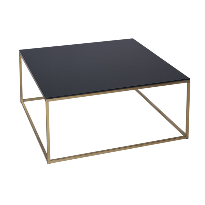 Licata Sled Coffee Table, 40.1 cm H x 90 cm W x 90 cm D, Marble / Black