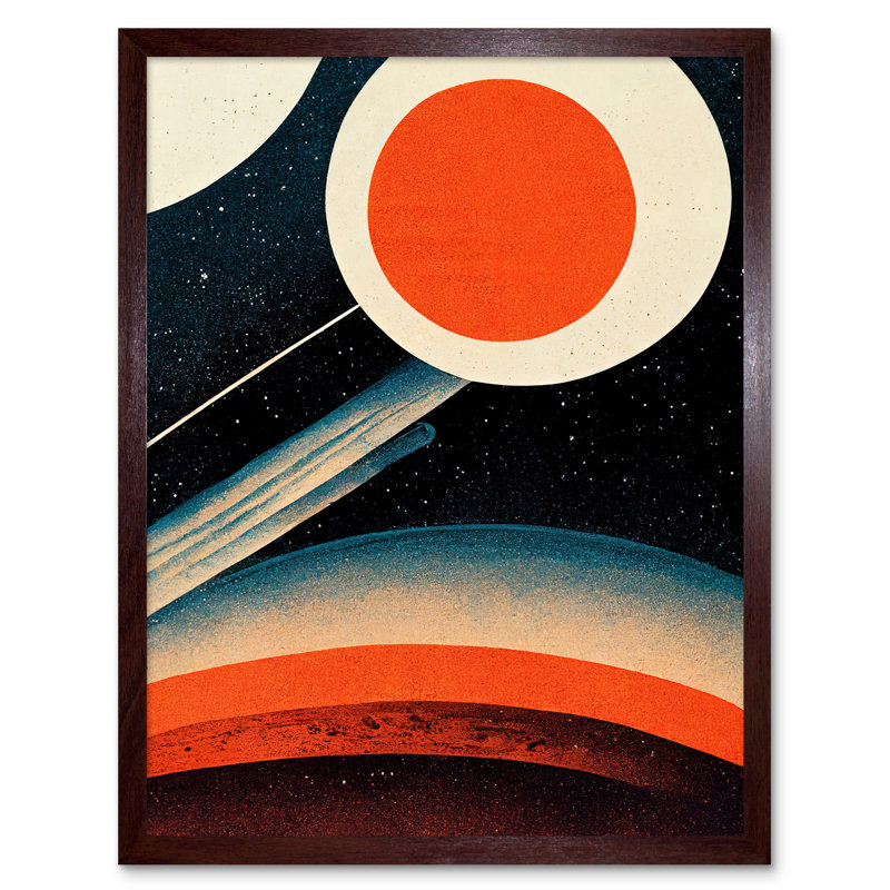 Retro Boho Space Starscape Abstract - Print, Brown Framed Paper, 43cm H x 33cm W x 2cm D