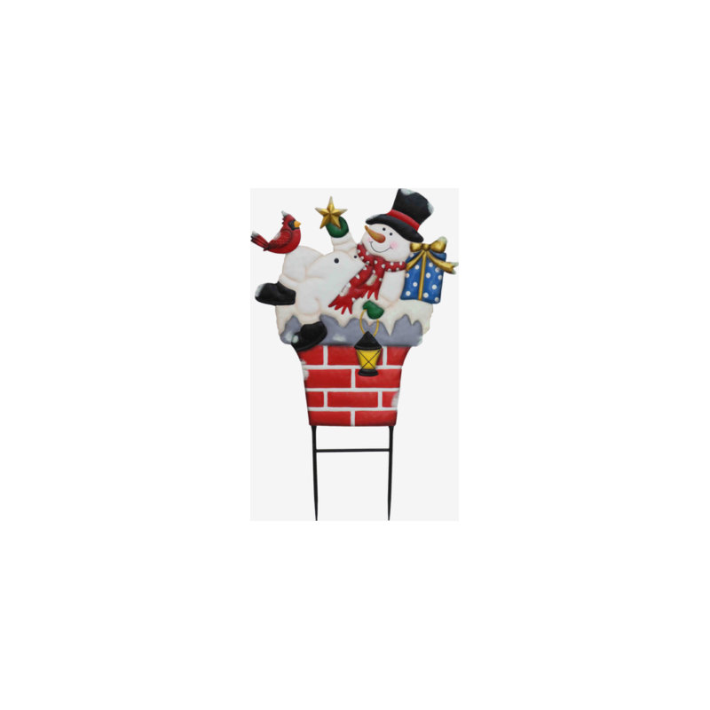 The Snow Aisle®, bonhomme de neige de Noël en piquet de cheminée, multicolore