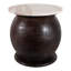 Table d'appoint ronde moderne avec plateau en marbre pour salon - Table d'appoint sculpturale en bois de manguier, profil étroit, idéale pour la chambre - 40,6 cm, brun et beige