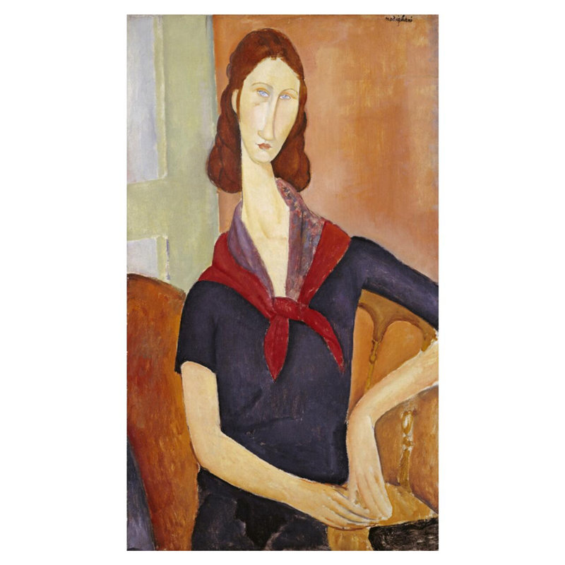 «Jeanne Hebuterne» (avec un foulard) par Amedeo Modigliani - estampe numérique, H 40 po x l 32 po