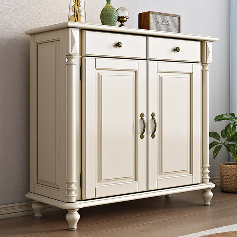 White Solid Wood Shoe Storage Bench