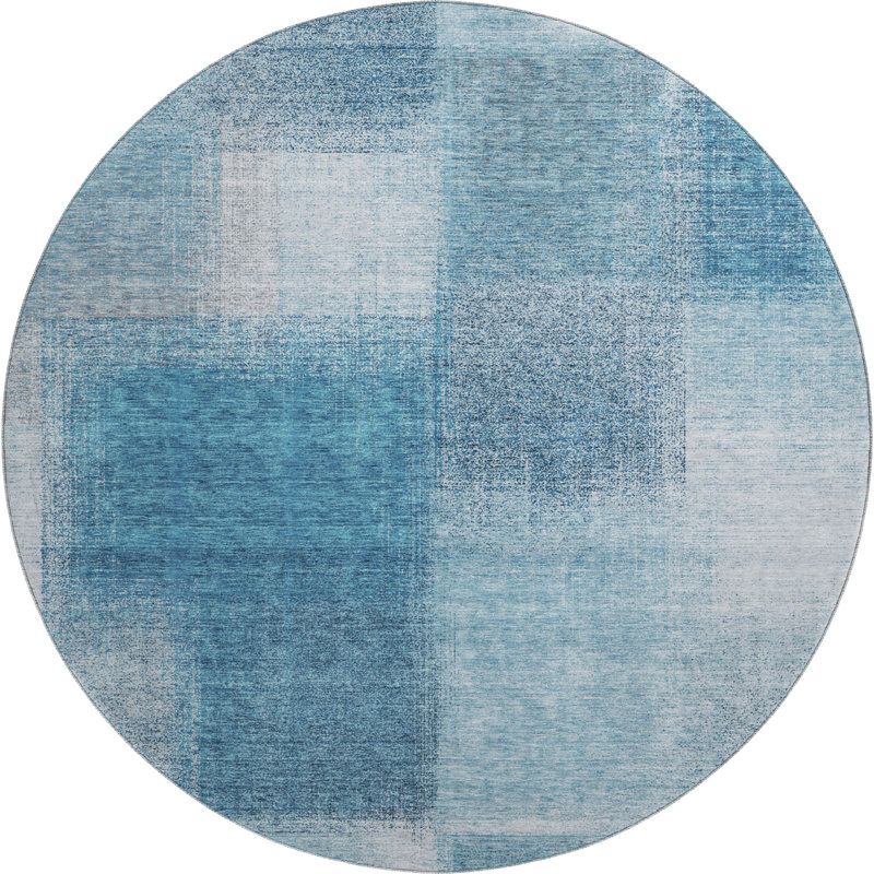 Premium Machine Washable Tweedy Denim Rug, Round 8'