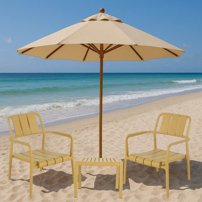 2-Piece PP Single-Seater Chairs And Coffee Table Set For Indoor/Outdoor Use – No Assembly, Easy Setup, Multi-Purpose Furniture
