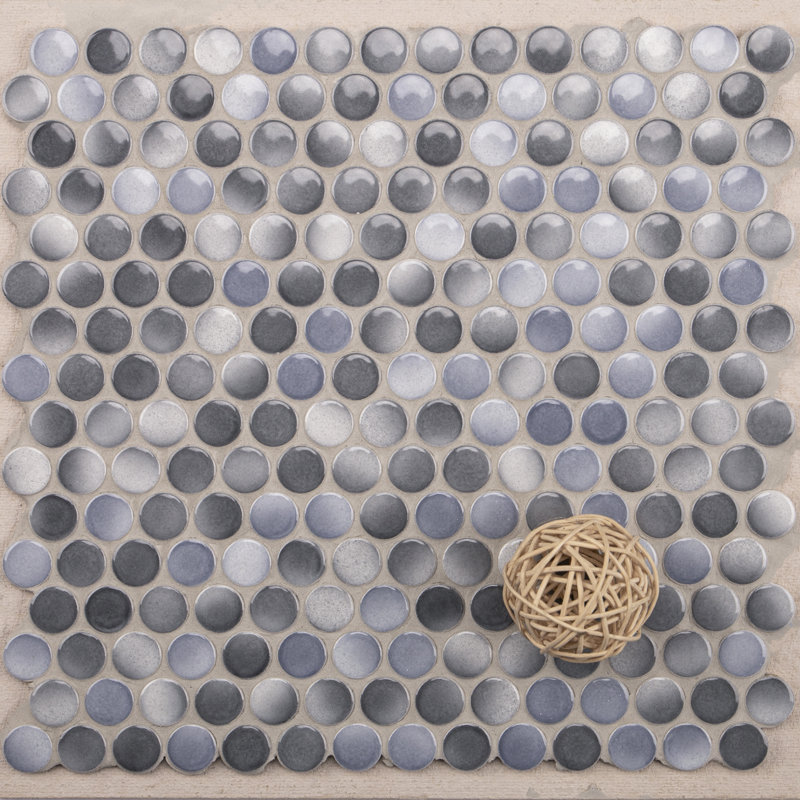 Value Series 0.8" x 0.8" Porcelain Penny Round Mosaic Wall & Floor Tile, Gray