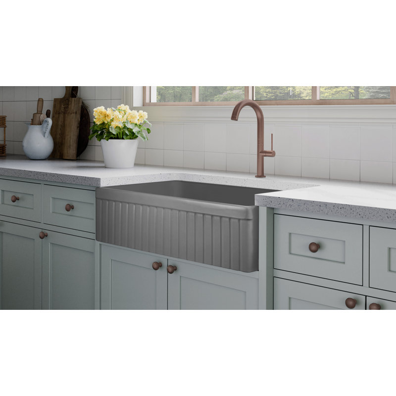Luxury Solid Fireclay Farmhouse Sink, Antique Copper Accessories