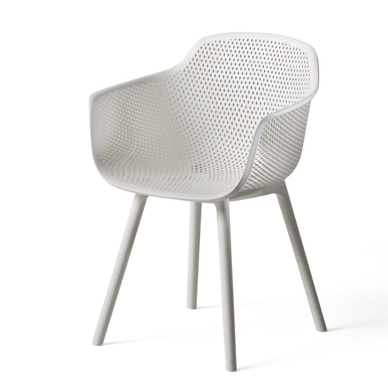 Chaise de salle à manger d'extérieur Lotus - polypropylène blanc, fabrication stable et résistante aux intempéries