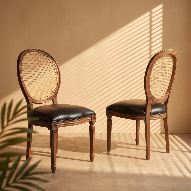 Chaise de salle à manger en bois massif avec dossier rembourré Windsor - ensemble de 2
