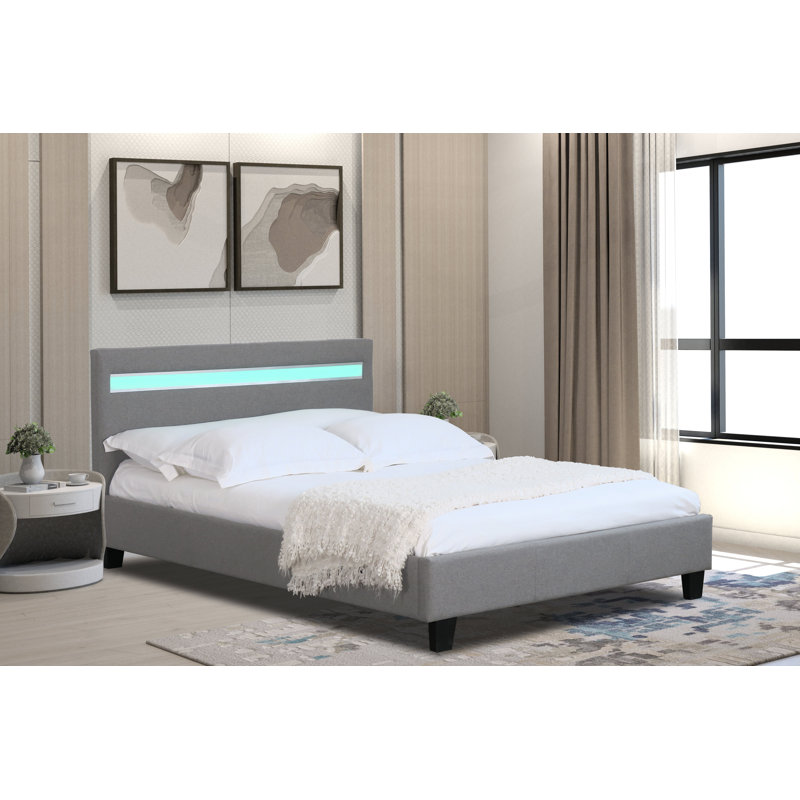 Newville Upholstered Bed, Double (4'6), Light Grey