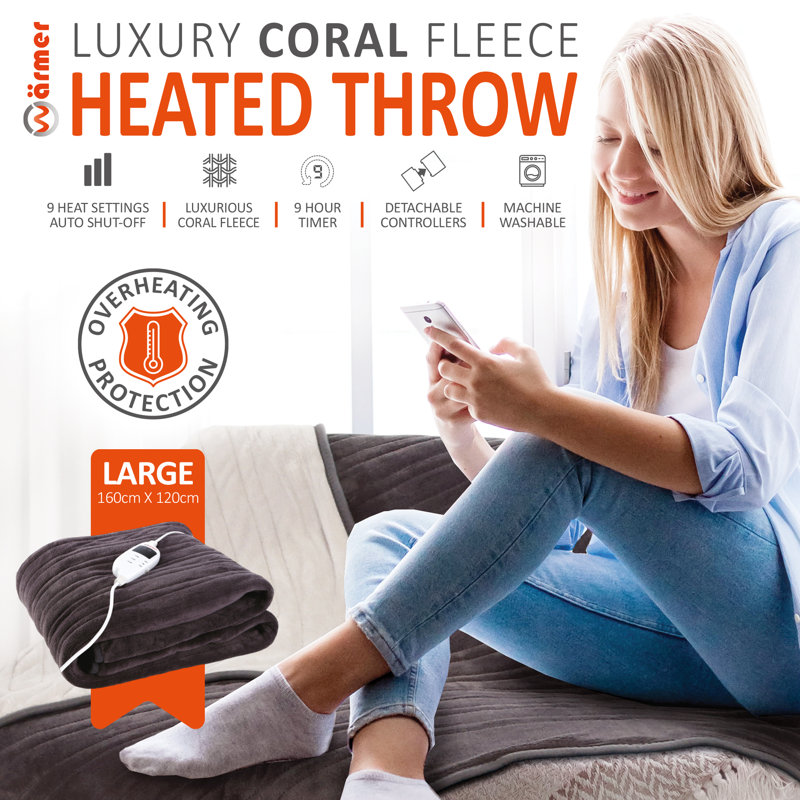 Warmer Luxury Heated Throw Blanket, 120 x 160cm