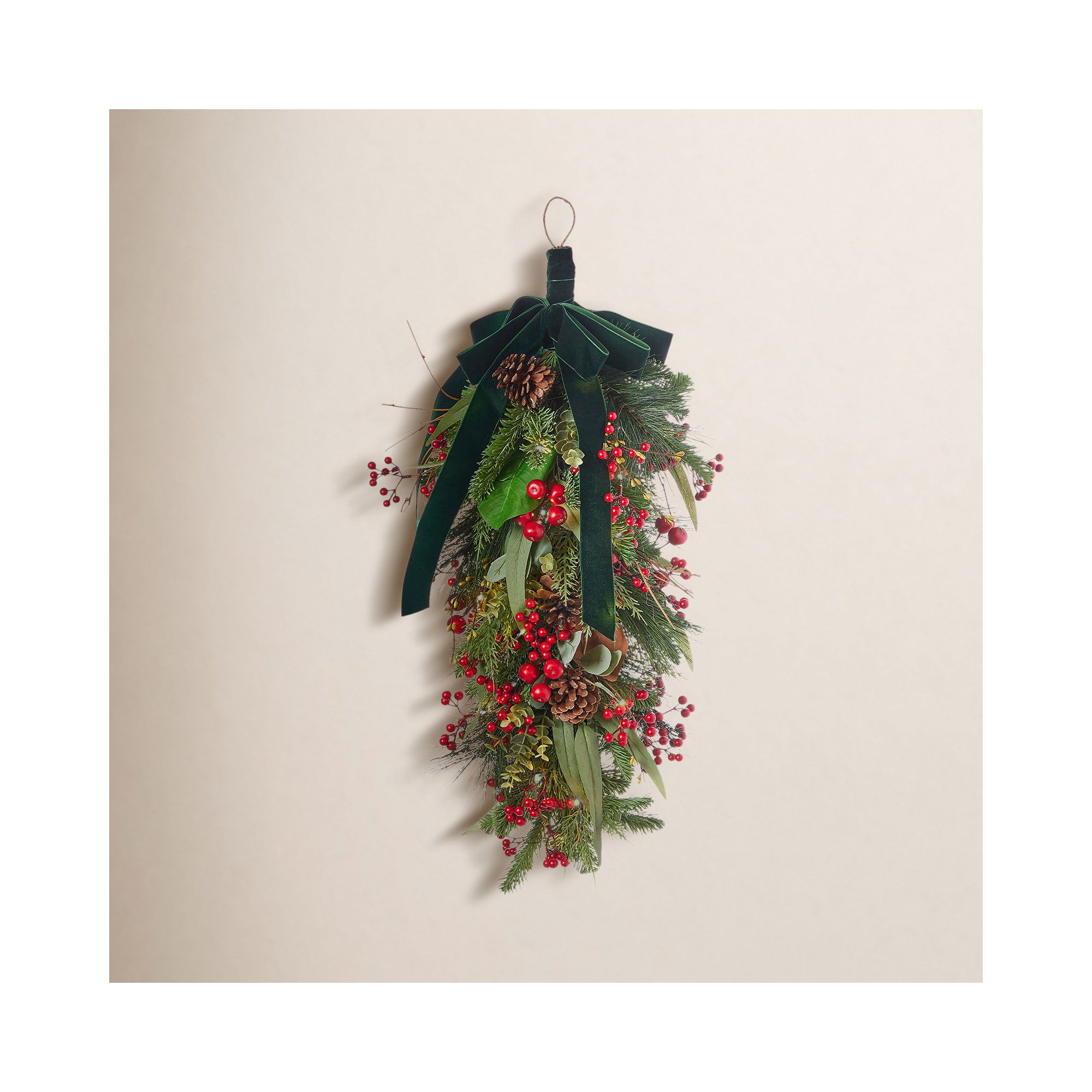 Magnolia Leaf, Eucalyptus, and Berry 30in Swag, Pre-Lit with Fairy Lights B/O