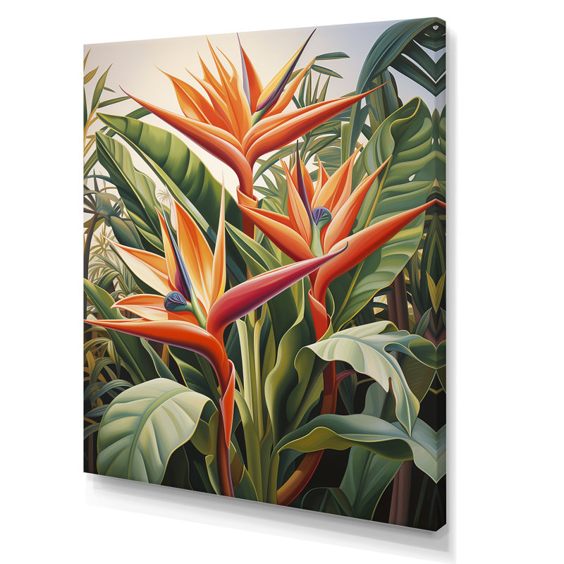 Oiseaux de paradis fleurs tropicales I - Oiseaux de paradis, impressions sur toile, Toile tendue, H 20 po x l 12 po x P 1 po