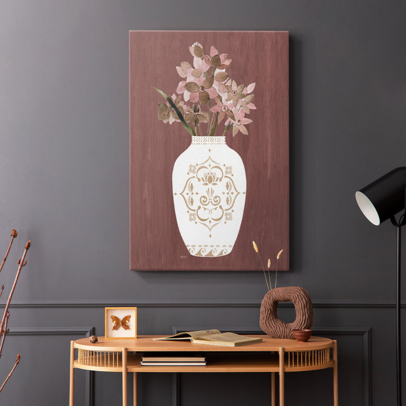 Fleurs romantiques I - Cavas enveloppés de galerie, H 18 po x l 12 po